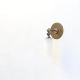 Alabaster Cylinder Wall Sconce with Brass Ball Detail