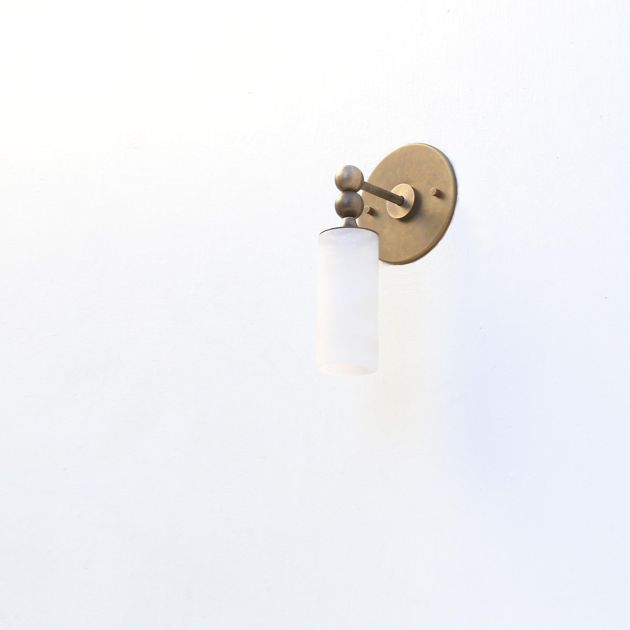 Alabaster Cylinder Wall Sconce with Brass Ball Detail