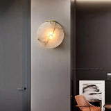 Alabaster Moon Disc Wall Sconce | Brass-Accented Statement Lighting - View 4