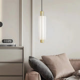 Alabaster Pendant Lamp – Cylindrical LED Pendant for Modern Indoor Lighting - View 4