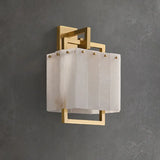Alabaster Rectangular Wall Lamp | Copper Frame Elegant Accent Lighting