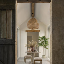 Andorra Wicker Pendant — Artisan Handwoven Hanging Light with Warm Dappled Glow