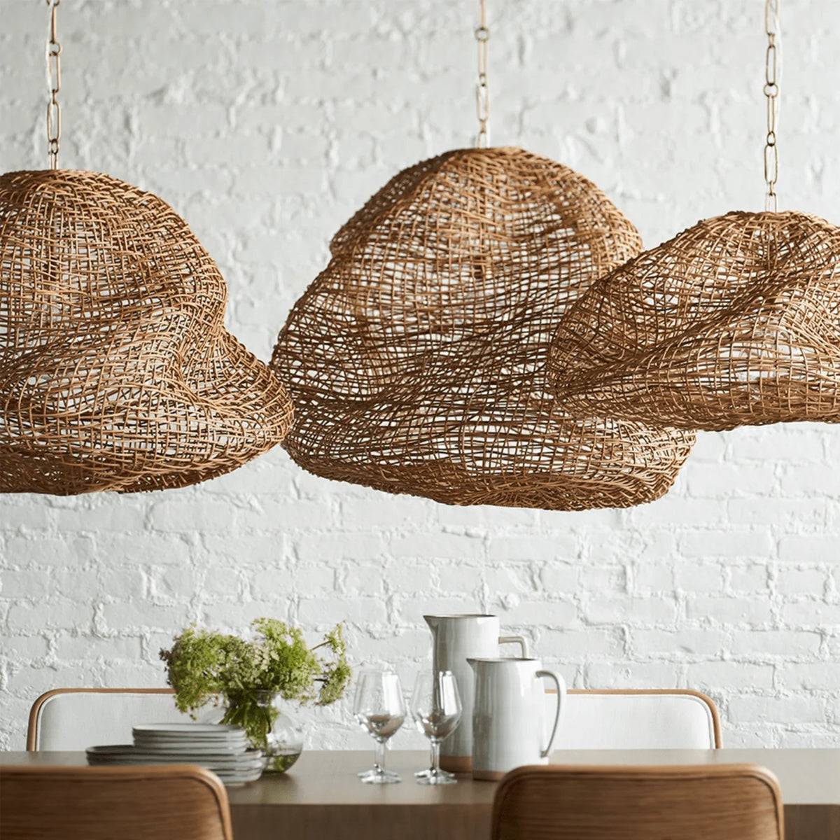 Andorra Wicker Pendant — Artisan Handwoven Hanging Light with Warm Dappled Glow