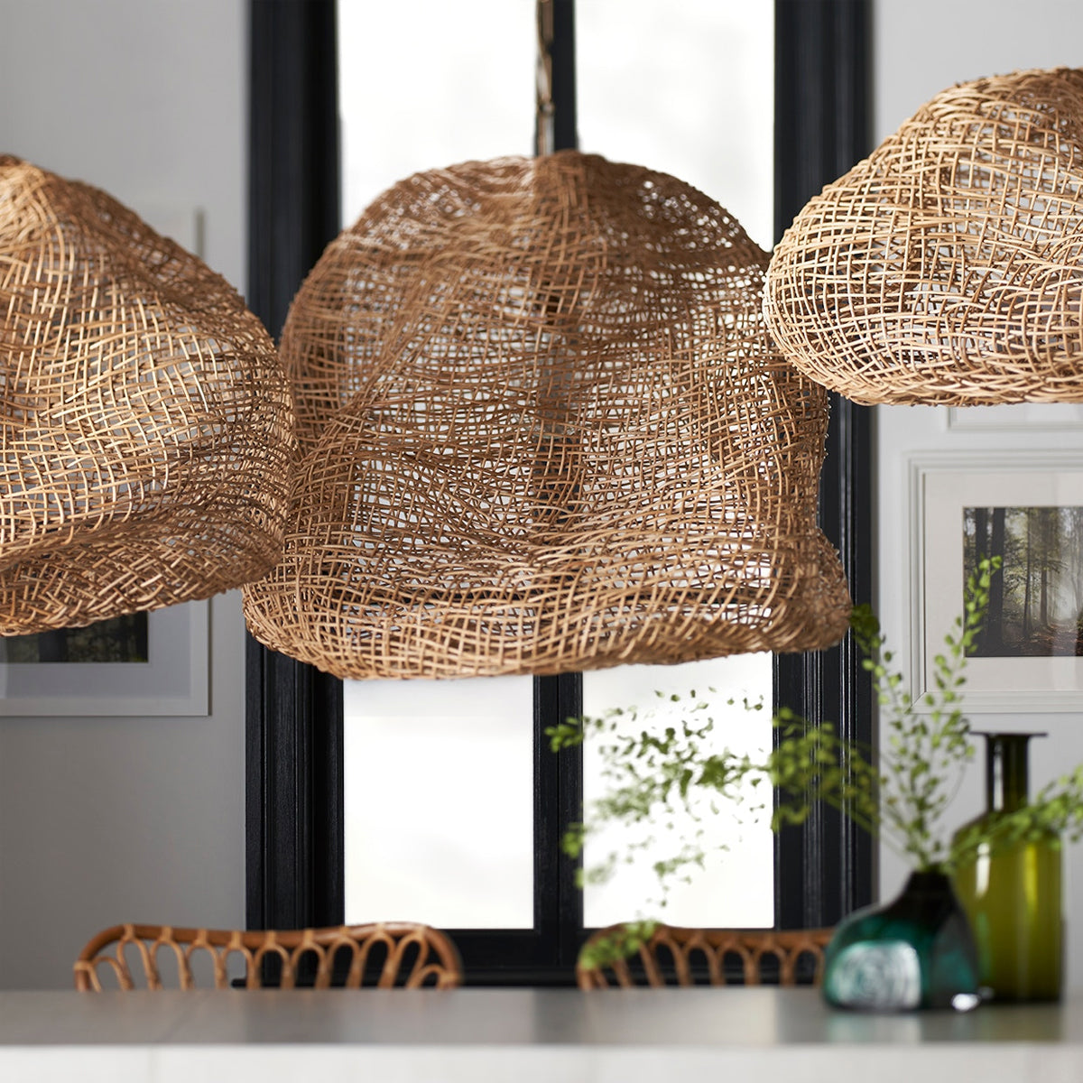 Andorra Wicker Pendant — Artisan Handwoven Hanging Light with Warm Dappled Glow