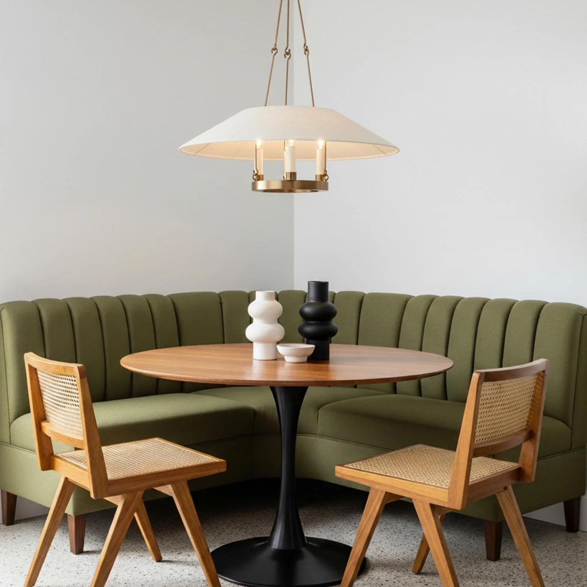 Archive Pendant — Vintage Enamel Hanging Light with Warm Broad Downlight