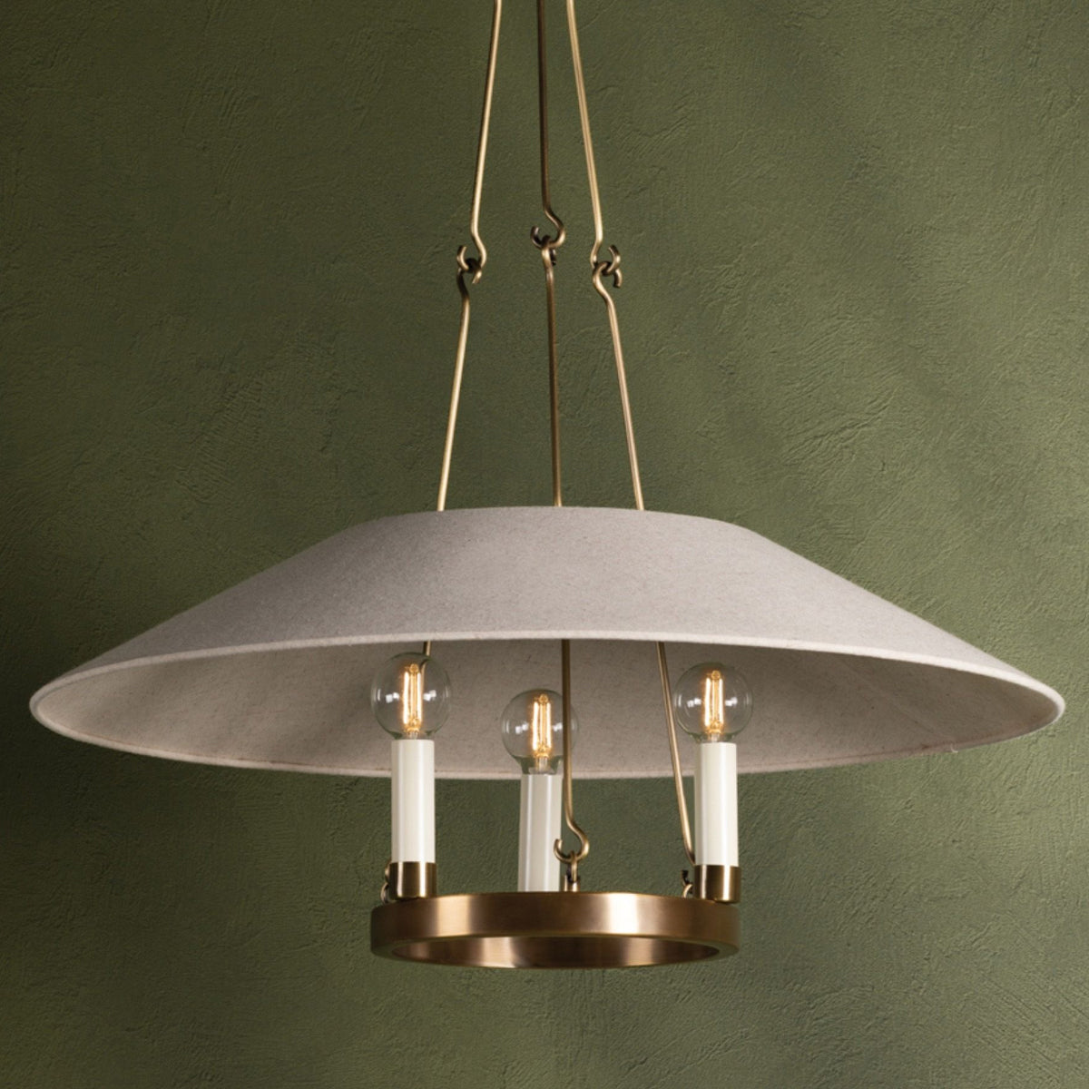 Archive Pendant — Vintage Enamel Hanging Light with Warm Broad Downlight