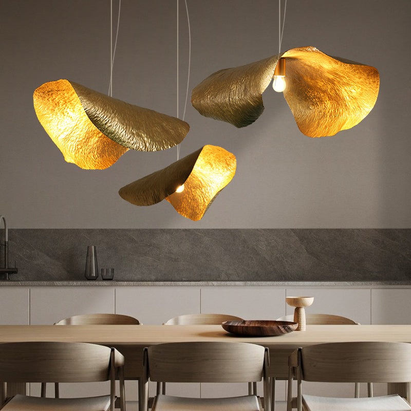 Brass Wavy Lotus Leaf Pendants