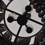 black wooden bead chandelier