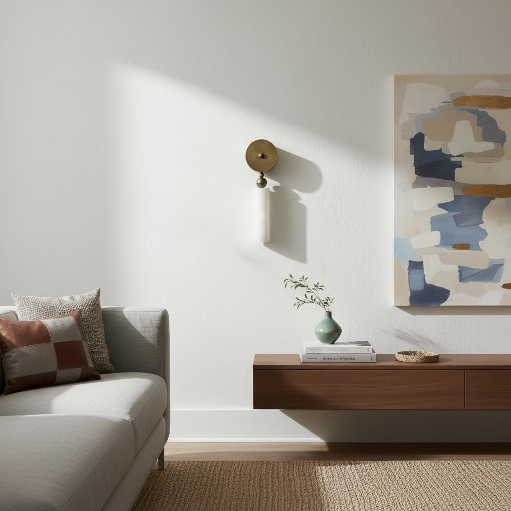 Brass and Alabaster Wall Sconce with Cylinder Shade