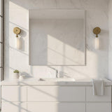 Brass and Alabaster Wall Sconce with Cylinder Shade