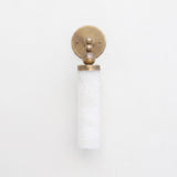 Brass and Alabaster Wall Sconce with Tall Cylinder Shade