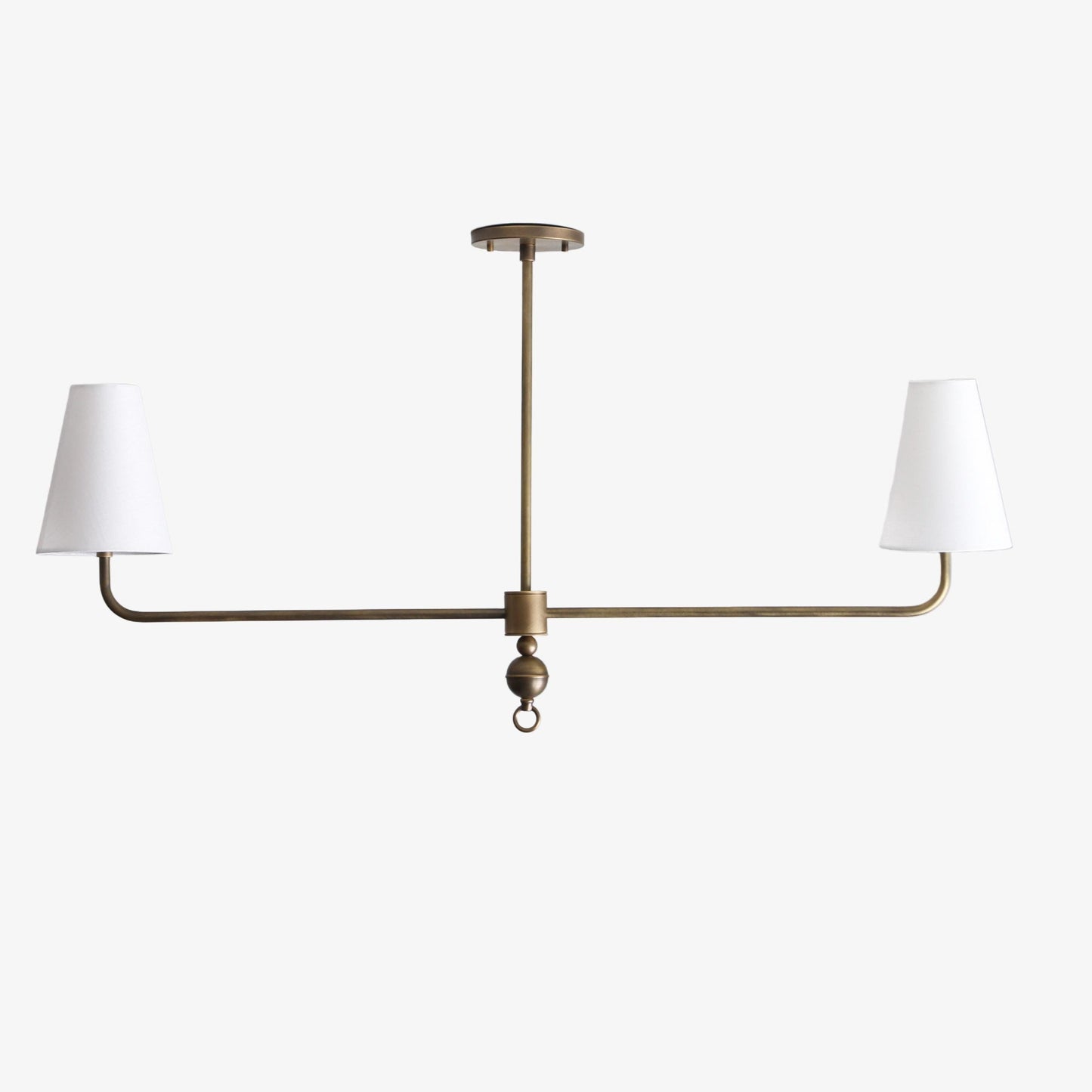 Brass Chandelier with Linen Shades