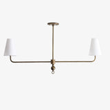 Brass Chandelier with Linen Shades