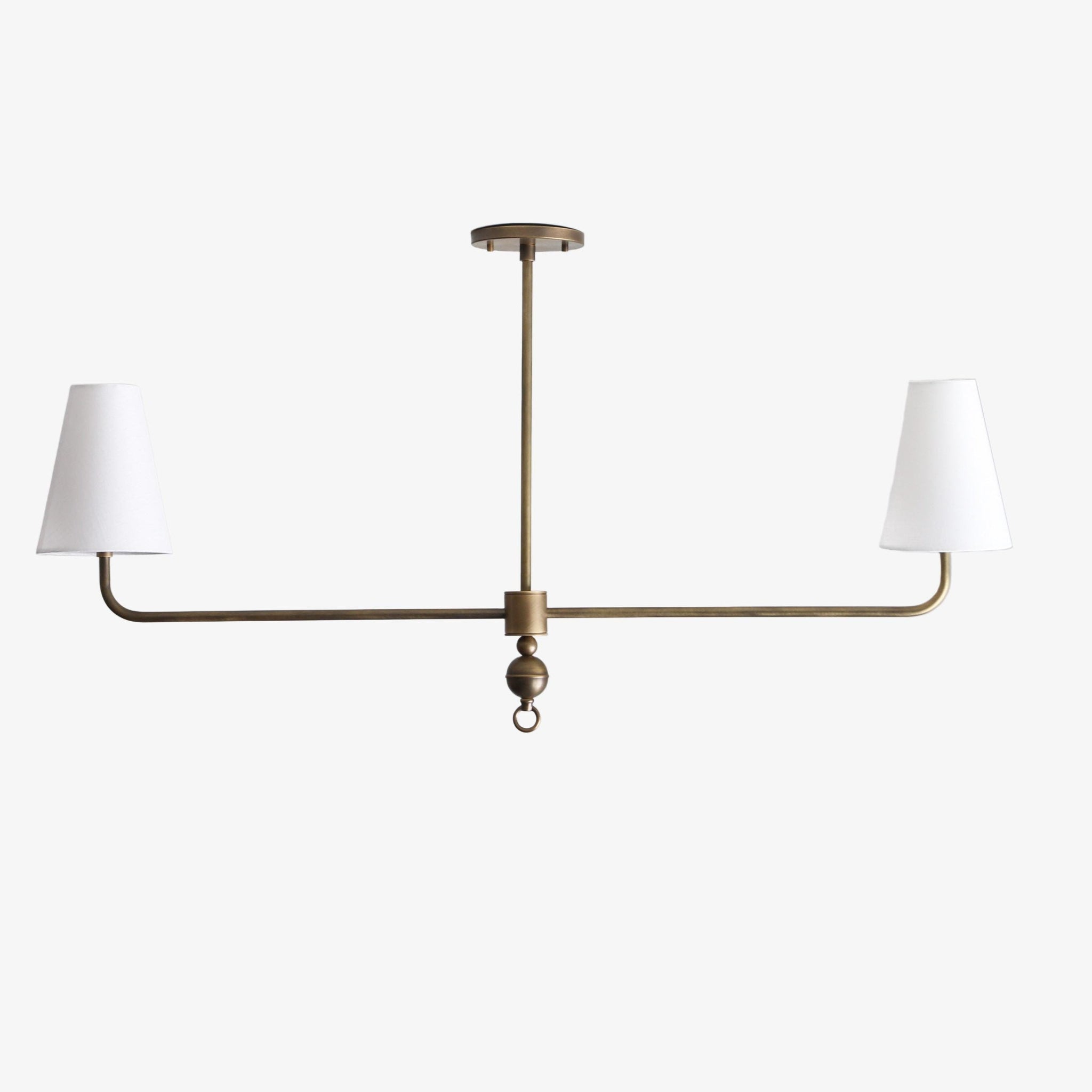 Brass Chandelier with Linen Shades