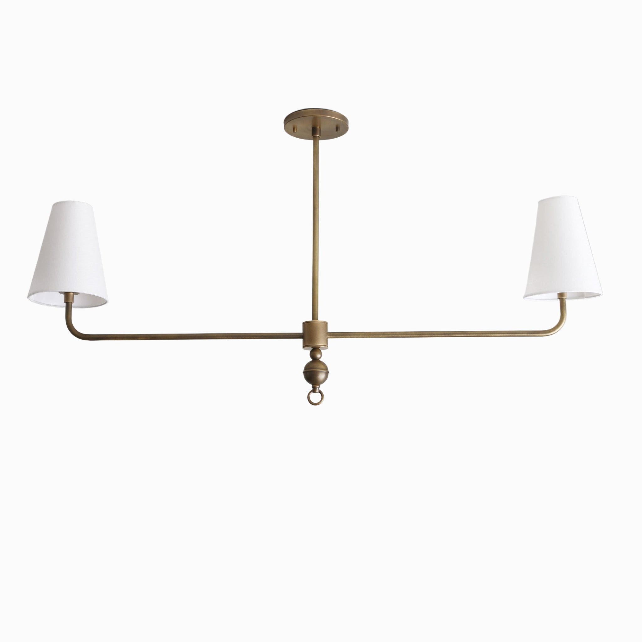 Brass Chandelier with Linen Shades