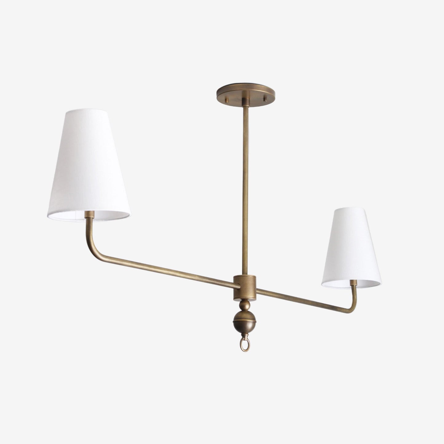 Brass Chandelier with Linen Shades