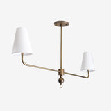 Brass Chandelier with Linen Shades