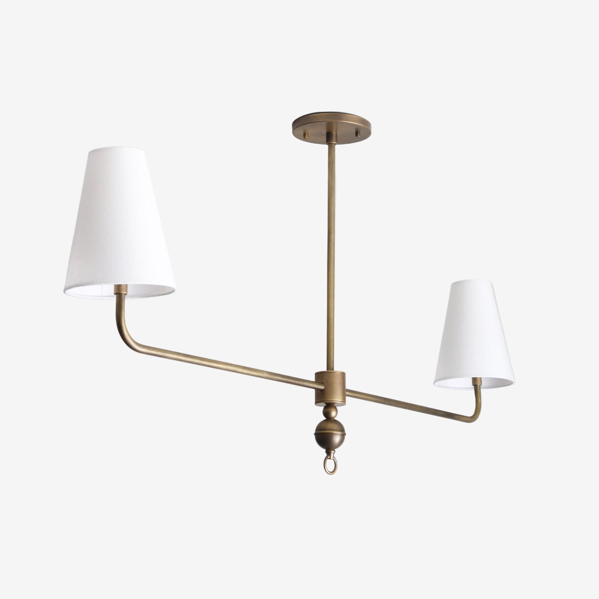 Brass Chandelier with Linen Shades