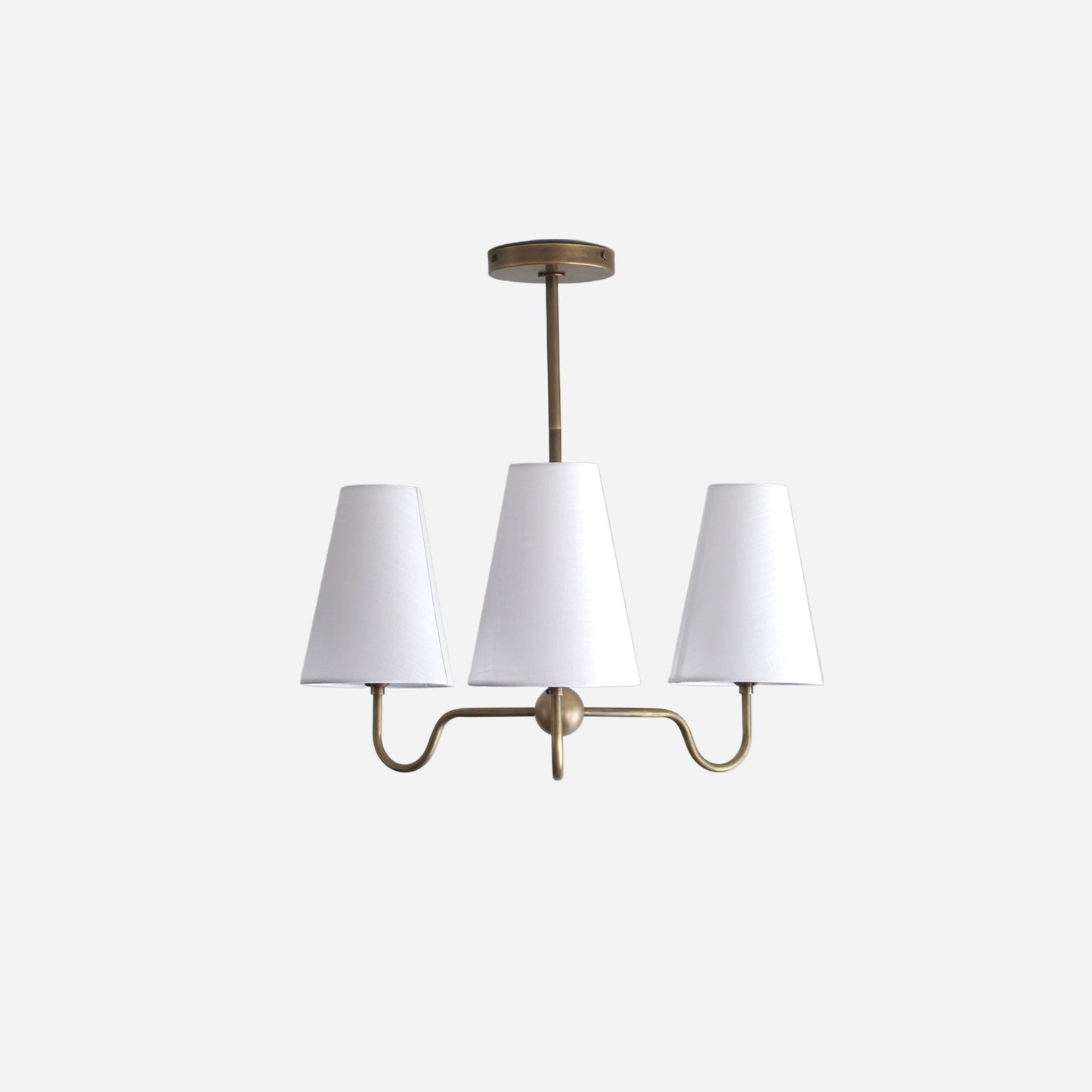 Brass Chandelier with Linen Shades
