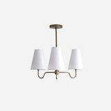 Brass Chandelier with Linen Shades