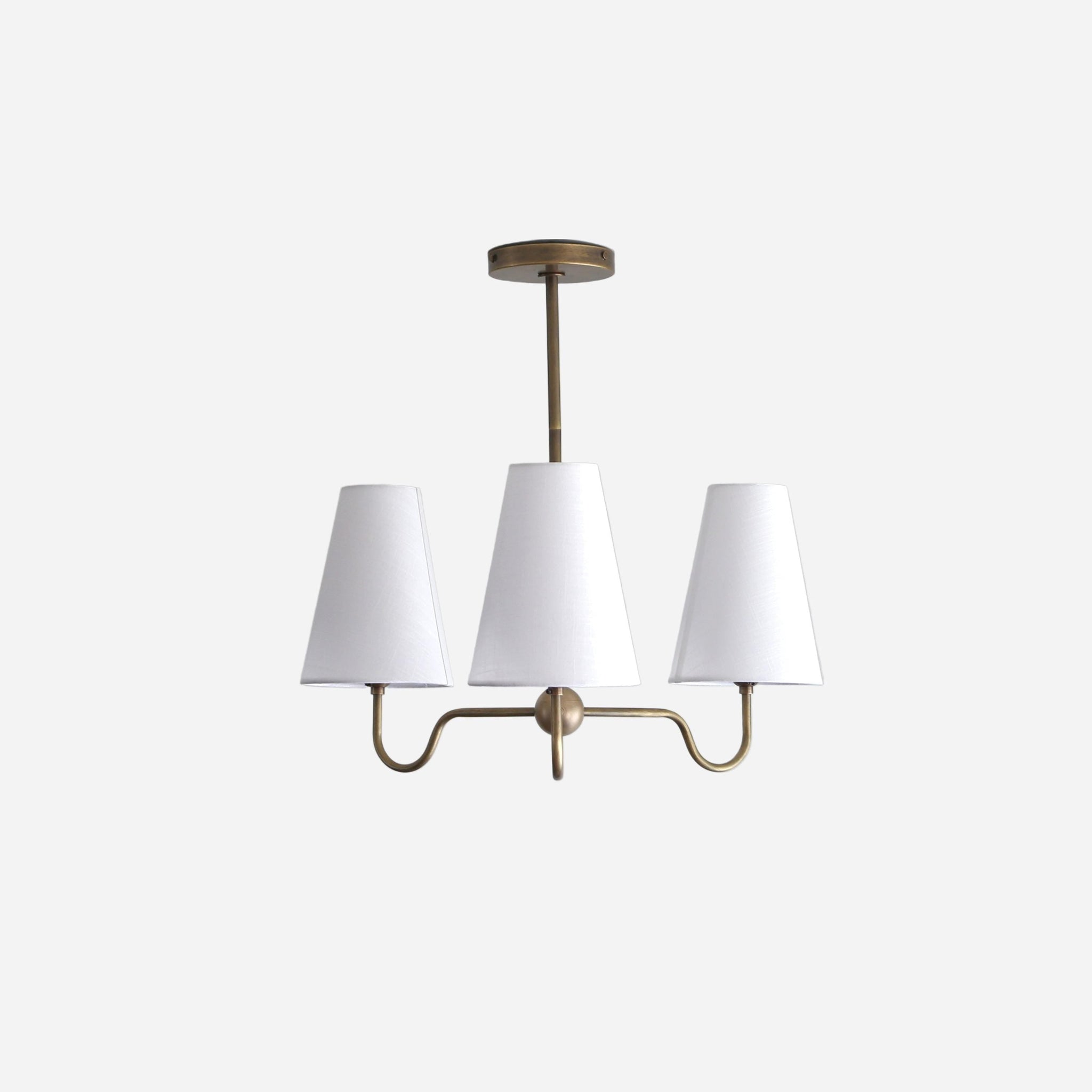 Brass Chandelier with Linen Shades