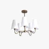 Brass Chandelier with Linen Shades