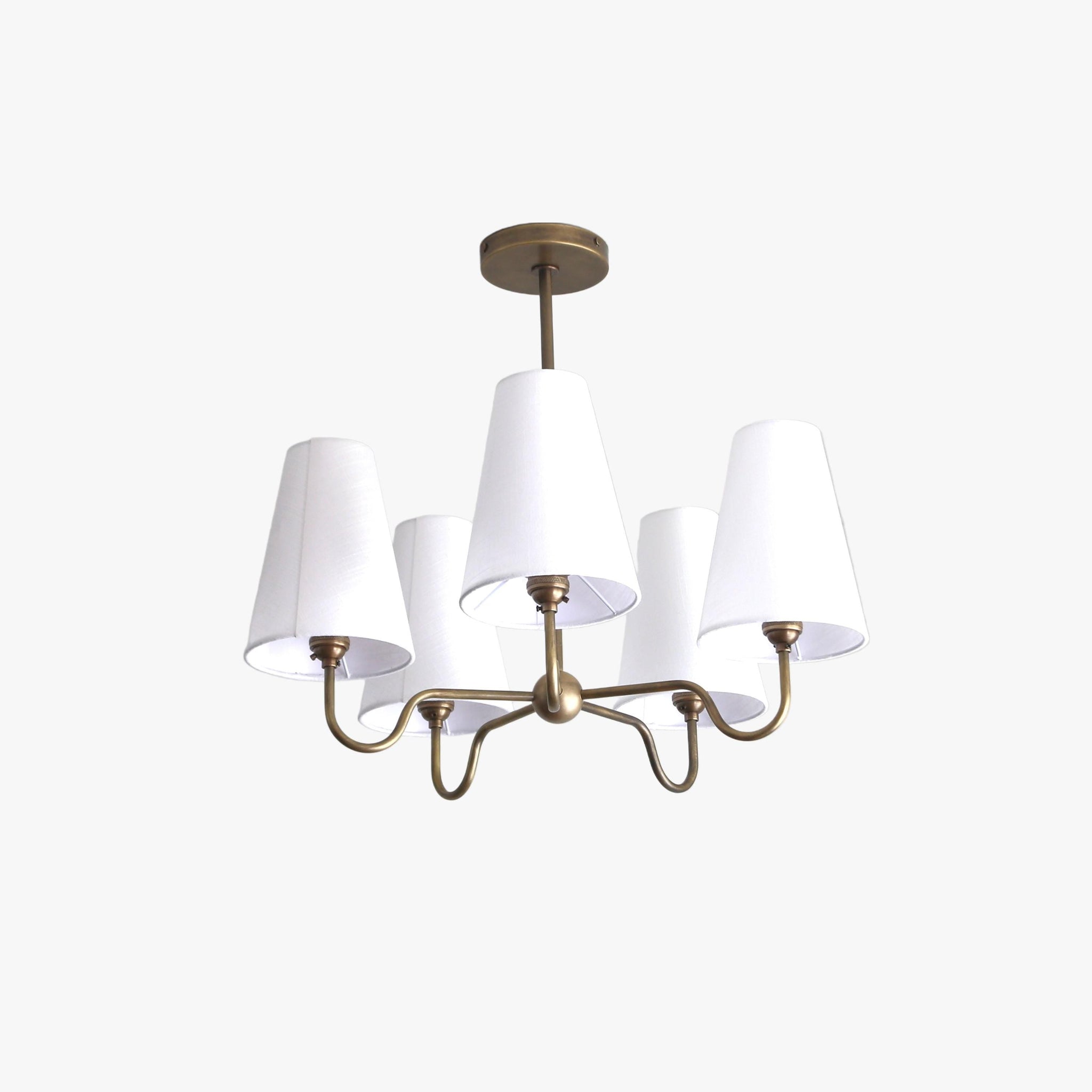 Brass Chandelier with Linen Shades