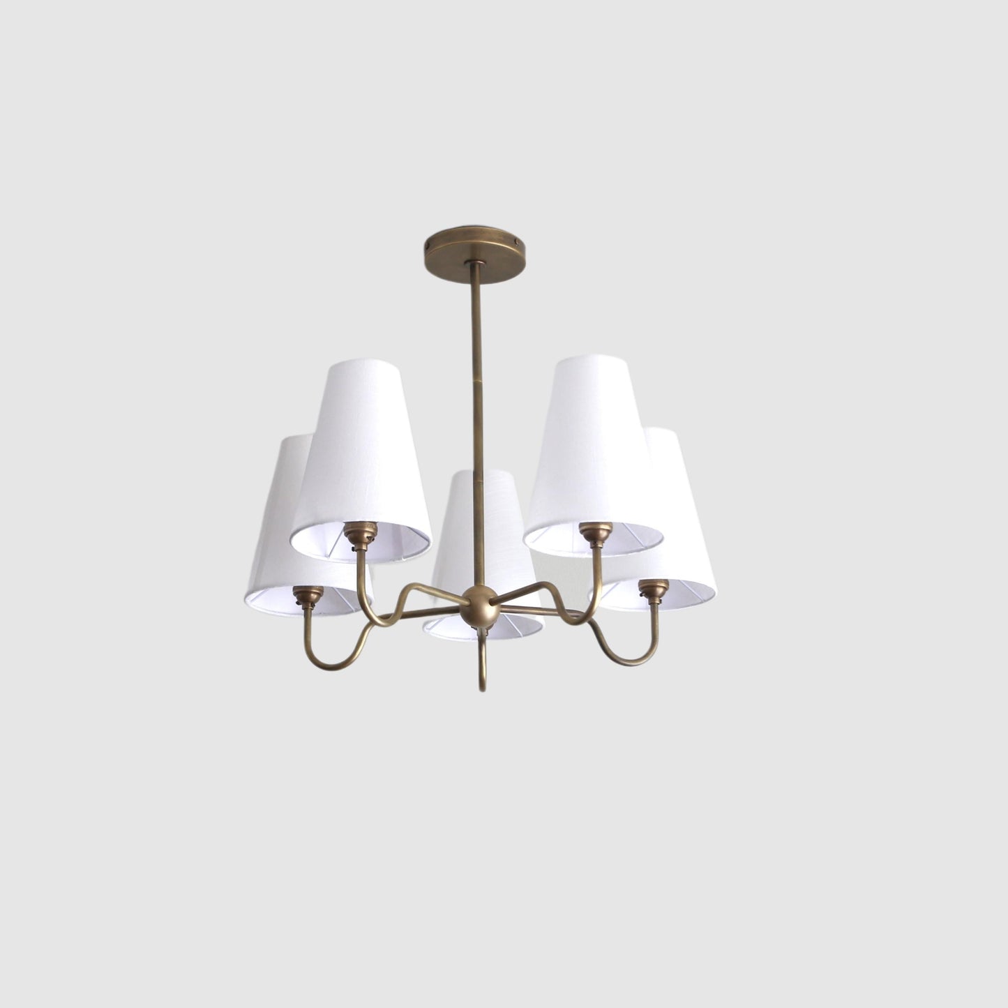 Brass Chandelier with Linen Shades