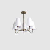 Brass Chandelier with Linen Shades