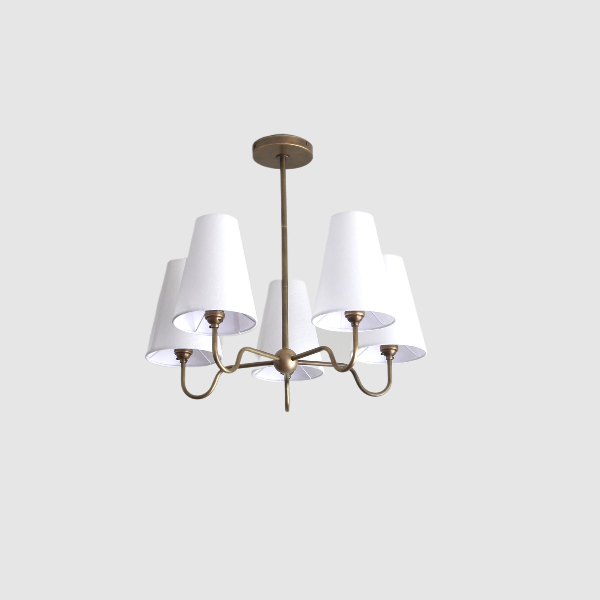 Brass Chandelier with Linen Shades