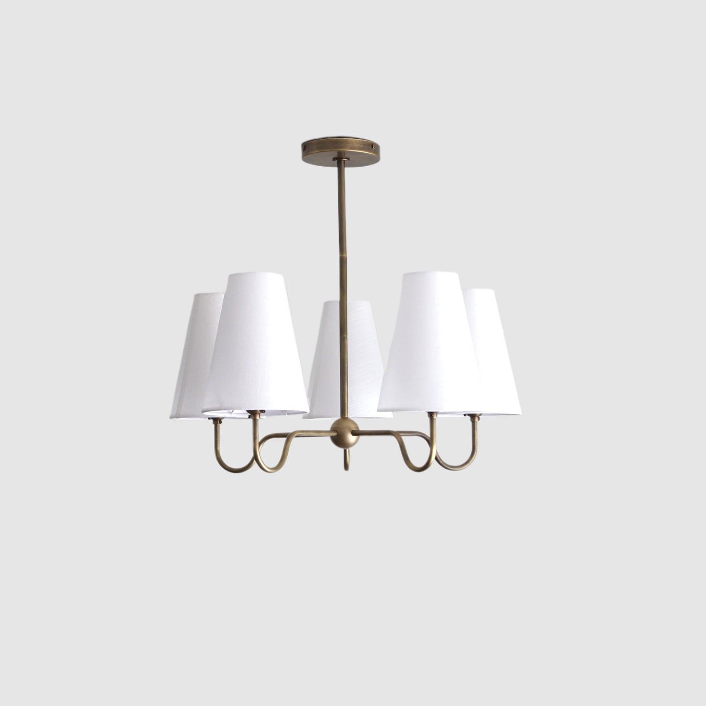 Brass Chandelier with Linen Shades