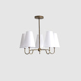 Brass Chandelier with Linen Shades