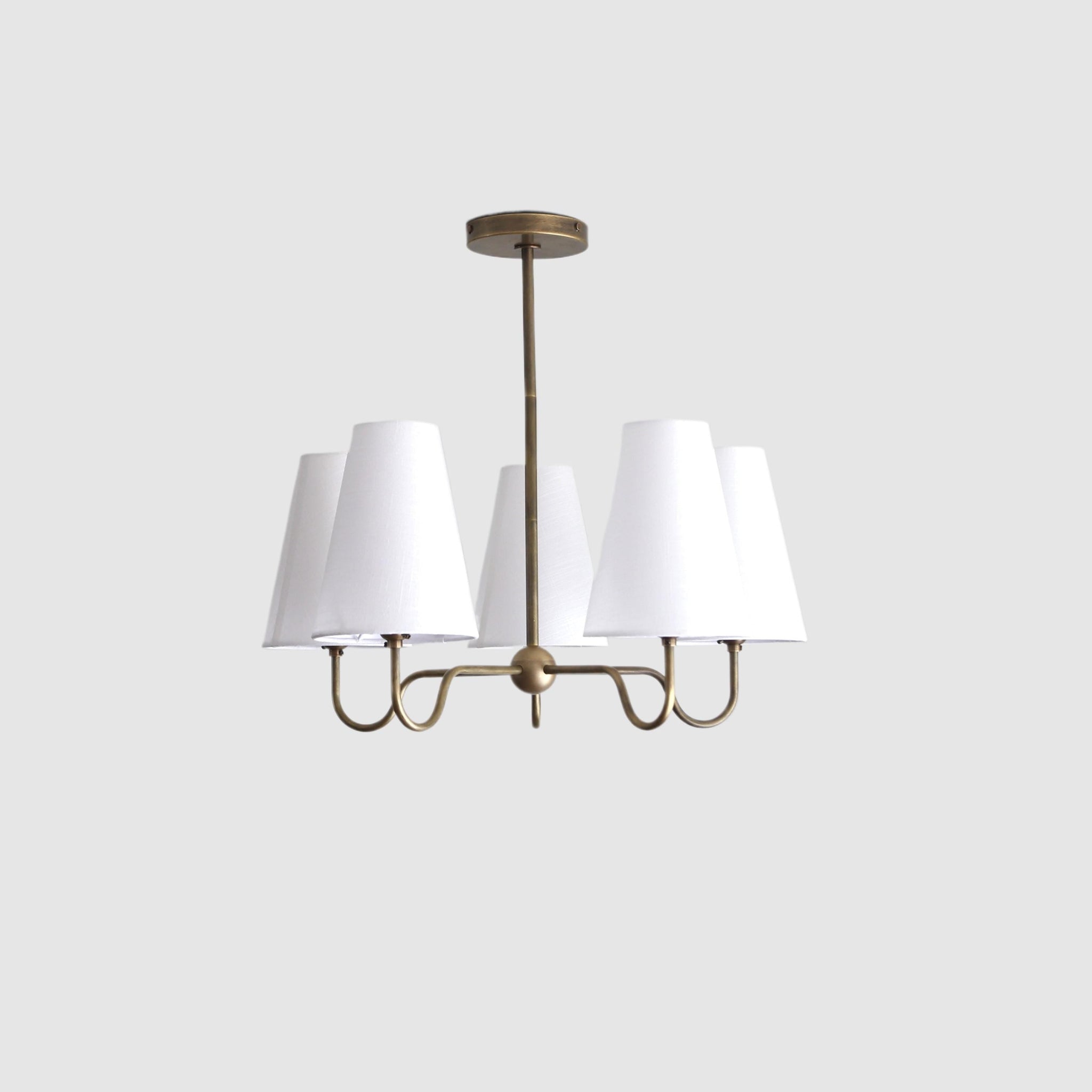 Brass Chandelier with Linen Shades