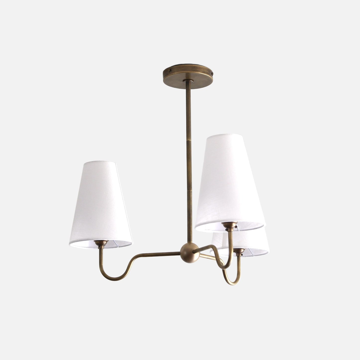 Brass Chandelier with Linen Shades