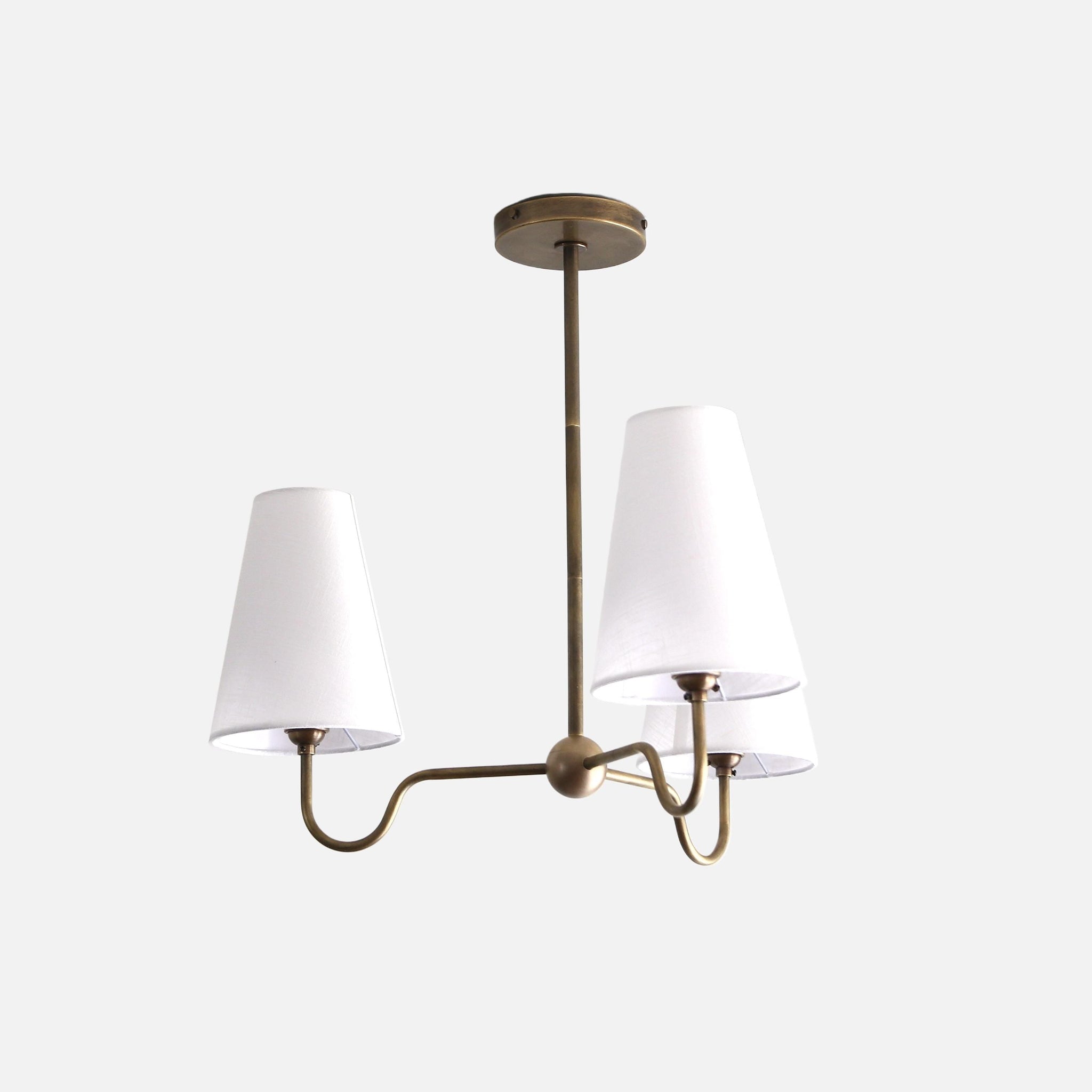 Brass Chandelier with Linen Shades