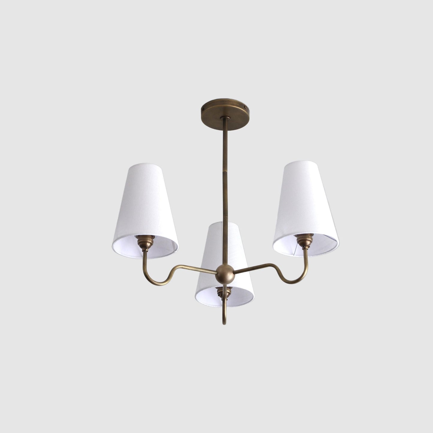 Brass Chandelier with Linen Shades