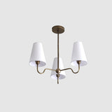 Brass Chandelier with Linen Shades