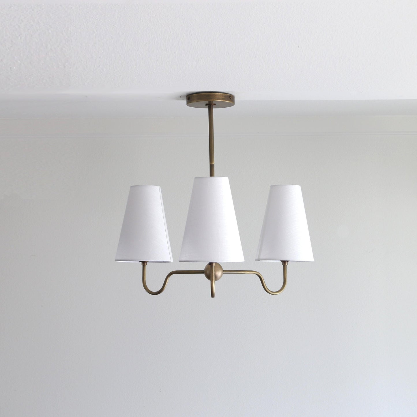 Brass Chandelier with Linen Shades