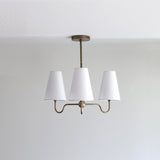 Brass Chandelier with Linen Shades