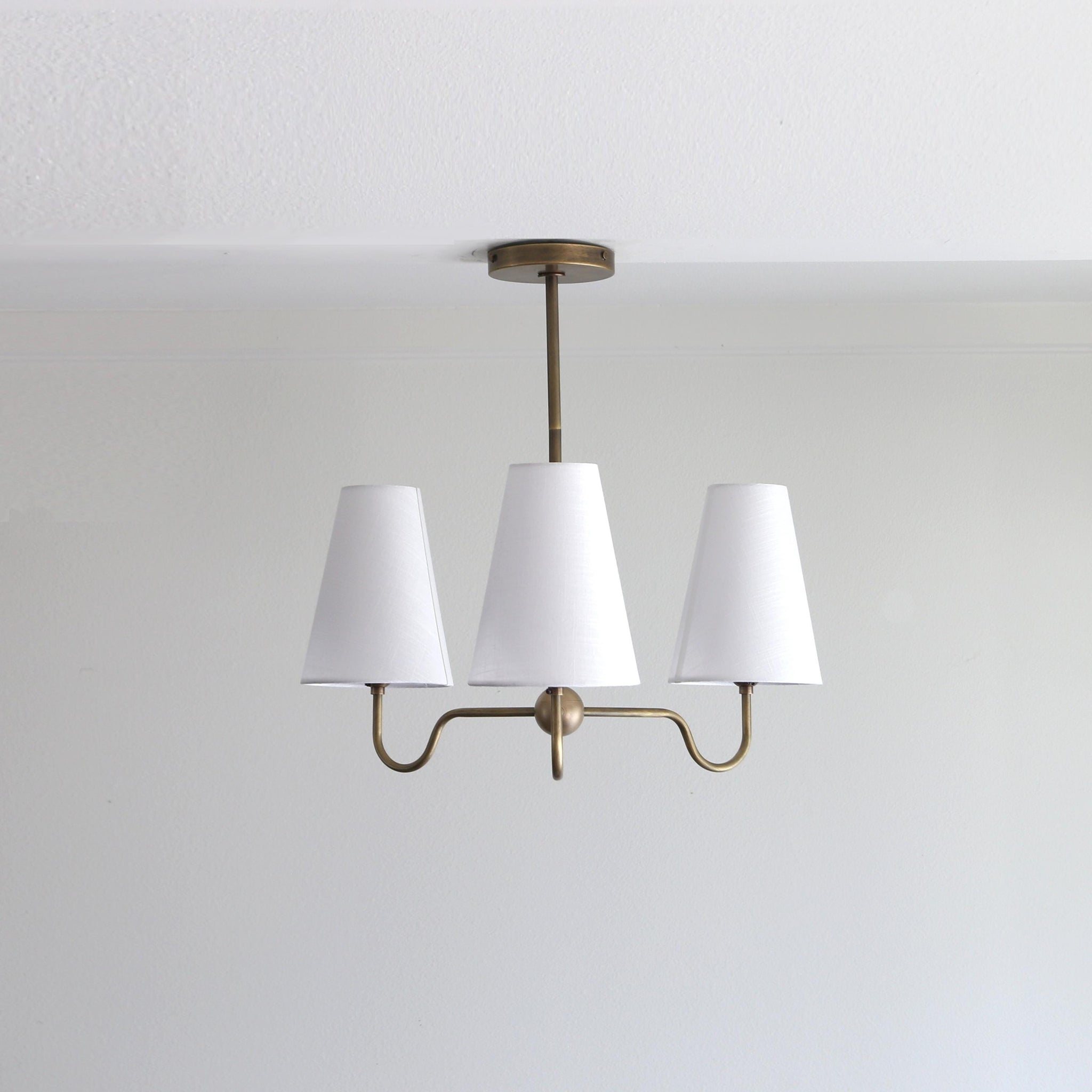 Brass Chandelier with Linen Shades