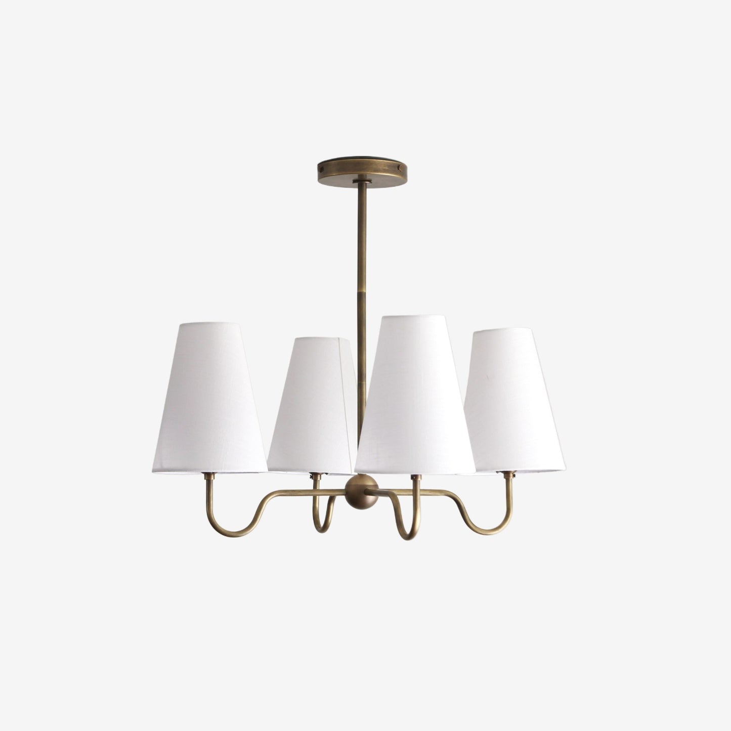 Brass Chandelier with Linen Shades