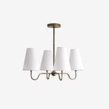 Brass Chandelier with Linen Shades