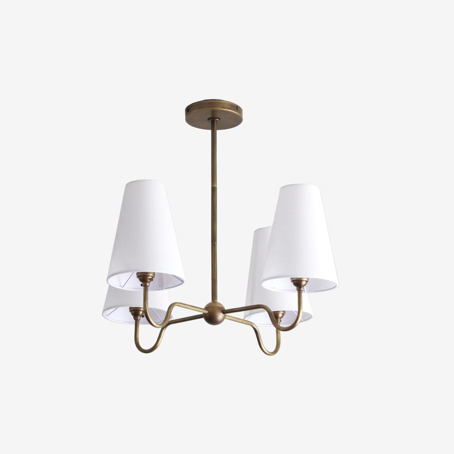 Brass Chandelier with Linen Shades