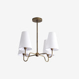 Brass Chandelier with Linen Shades