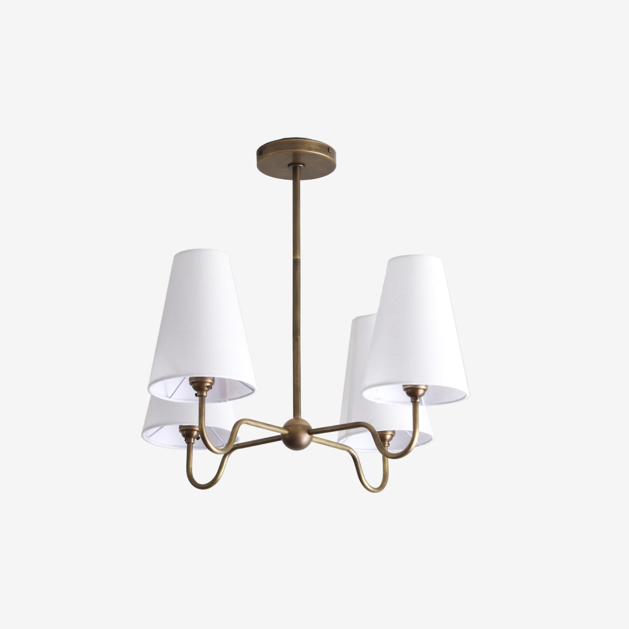 Brass Chandelier with Linen Shades