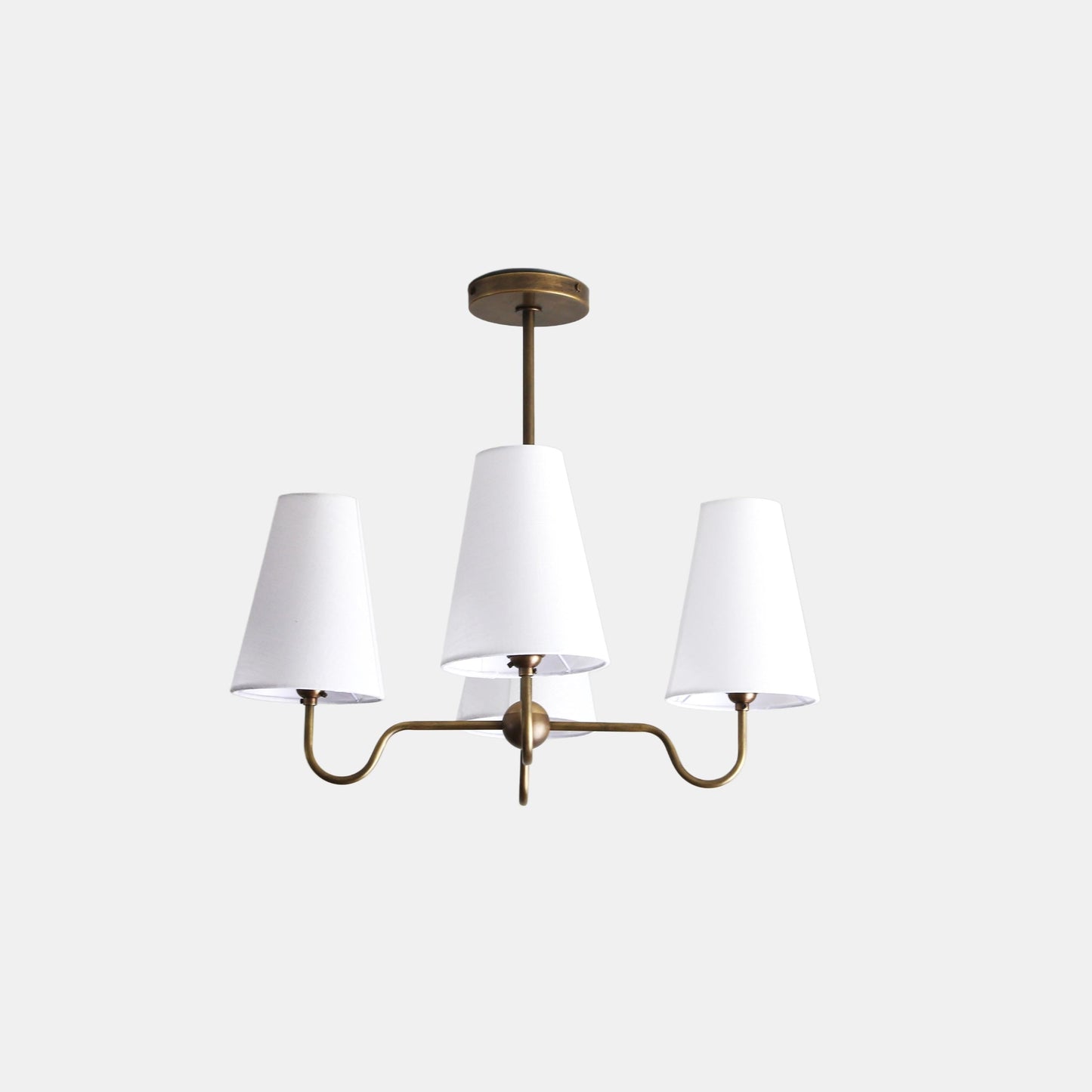 Brass Chandelier with Linen Shades