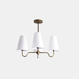 Brass Chandelier with Linen Shades