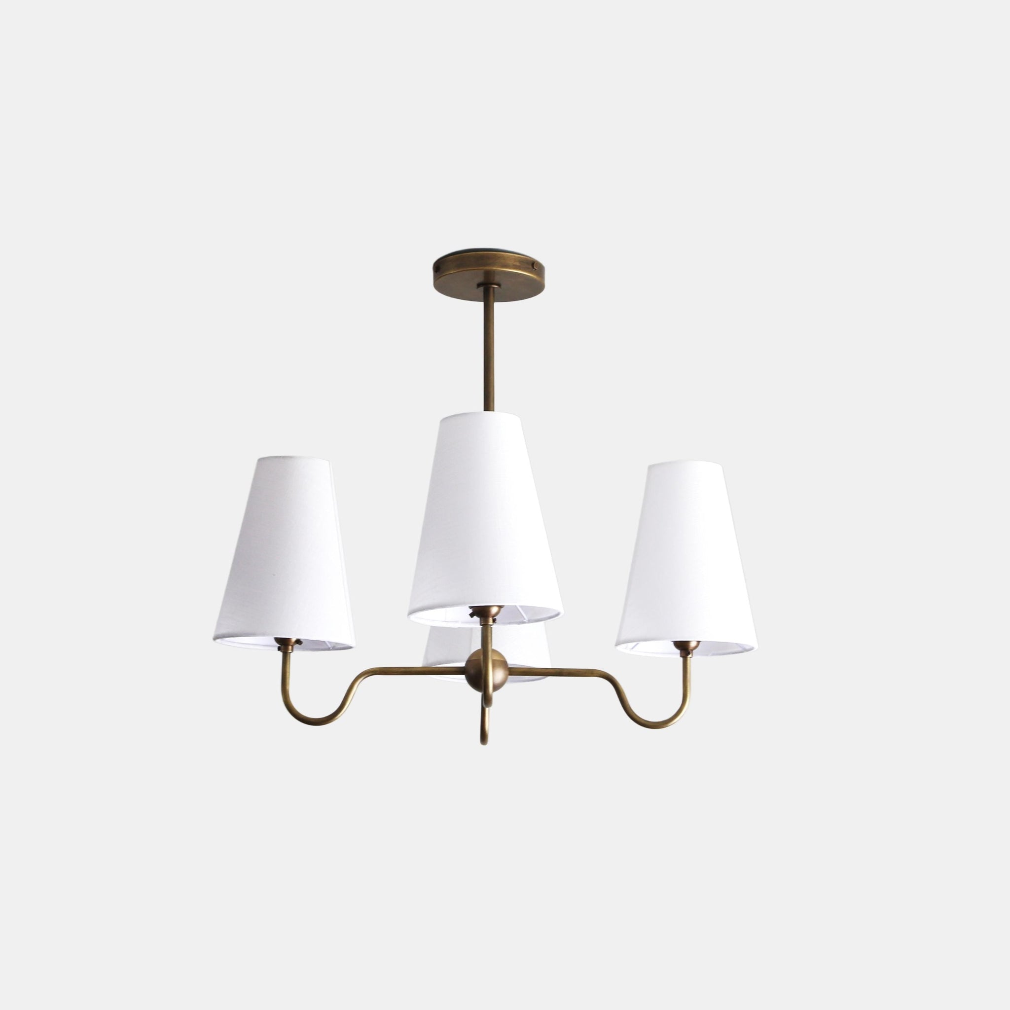 Brass Chandelier with Linen Shades