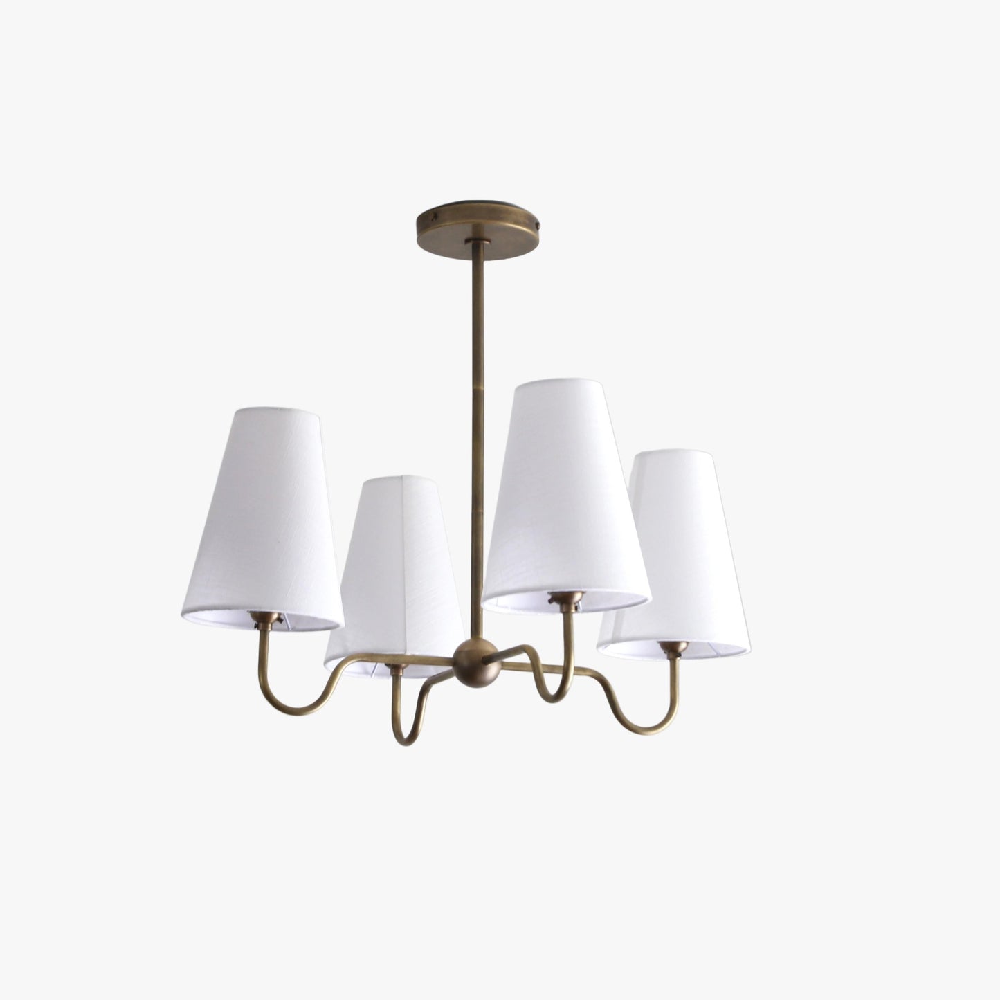 Brass Chandelier with Linen Shades