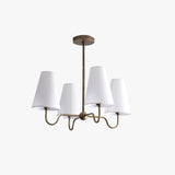 Brass Chandelier with Linen Shades